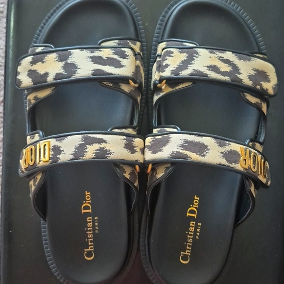 Dior Shoes - Dior Black and Tan Patterned Sandals
